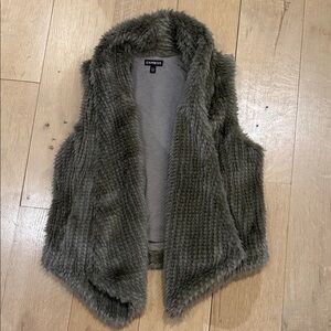 Express Charcoal Faux Fur Vest